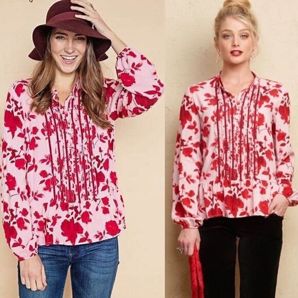 Matilda Jane | Miri Pintuck Ruffle Peplum Top Long Sleeve Velvet Trim - Picture 2 of 9